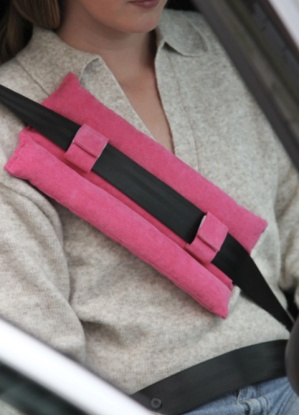 Cancer Research Post Surgery Hot Pink Corduroy Seat-belt Protector